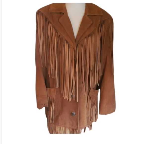 👑Host Pick👑 VINTAGE SUEDE FRINGED BOHO JACKET - Picture 2 of 10